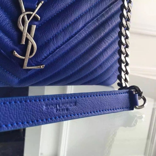Replica Saint Laurent Large Monogram College Bag in Blue Goatskin Replica Saint Laurent Large Monogram College Bag in Blue Goatskin