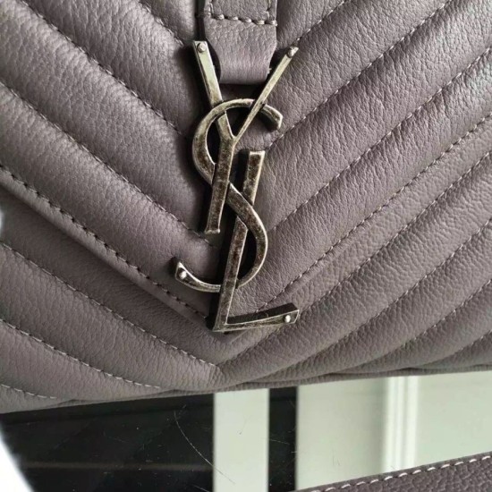 Replica Saint Laurent Large Monogram College Bag in Grey Goatskin Replica Saint Laurent Large Monogram College Bag in Grey Goatskin