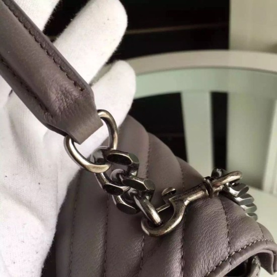 Replica Saint Laurent Large Monogram College Bag in Grey Goatskin Replica Saint Laurent Large Monogram College Bag in Grey Goatskin