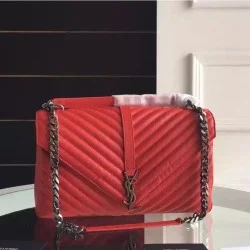 Fake Saint Laurent Large Monogram College Bag in Red Goatskin Replica