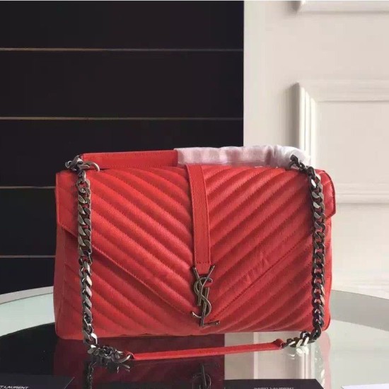 Fake Saint Laurent Large Monogram College Bag in Red Goatskin Replica Fake Saint Laurent Large Monogram College Bag in Red Goatskin Replica