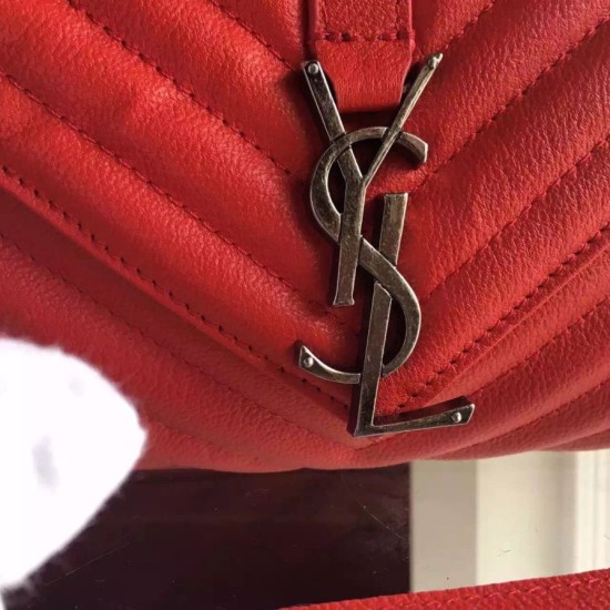 Fake Saint Laurent Large Monogram College Bag in Red Goatskin Replica Fake Saint Laurent Large Monogram College Bag in Red Goatskin Replica