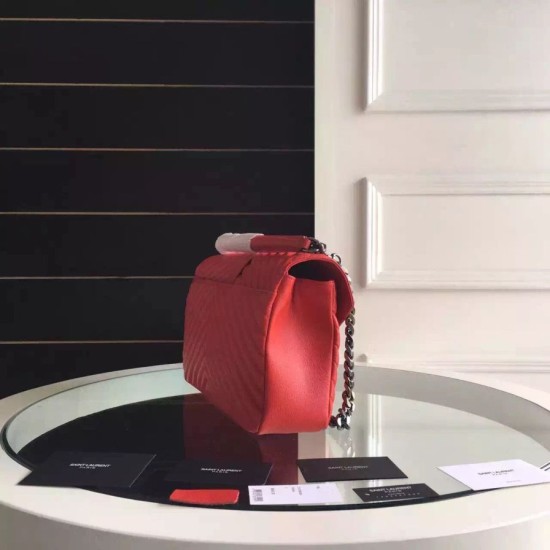 Fake Saint Laurent Large Monogram College Bag in Red Goatskin Replica Fake Saint Laurent Large Monogram College Bag in Red Goatskin Replica
