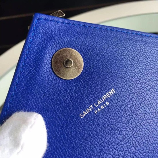 Replica Saint Laurent Medium Monogram College Bag in Blue Goatskin Replica Saint Laurent Medium Monogram College Bag in Blue Goatskin