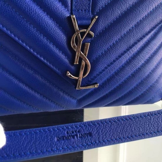 Replica Saint Laurent Medium Monogram College Bag in Blue Goatskin Replica Saint Laurent Medium Monogram College Bag in Blue Goatskin