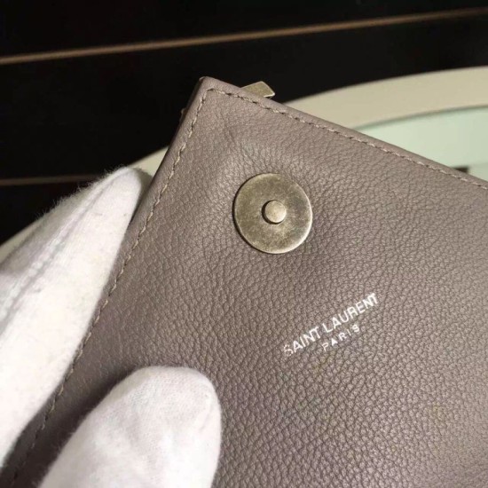 Fake Saint Laurent Medium Monogram College Bag in Grey Goatskin Replica Replica Saint Laurent Medium Monogram College Bag in Grey Goatskin