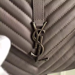 Fake Saint Laurent Medium Monogram College Bag in Grey Goatskin Replica Replica Saint Laurent Medium Monogram College Bag in Grey Goatskin