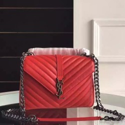 Replica Saint Laurent Medium Monogram College Bag in Red Goatskin