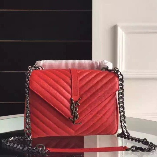 Fake Saint Laurent Medium Monogram College Bag in Red Goatskin Replica Replica Saint Laurent Medium Monogram College Bag in Red Goatskin