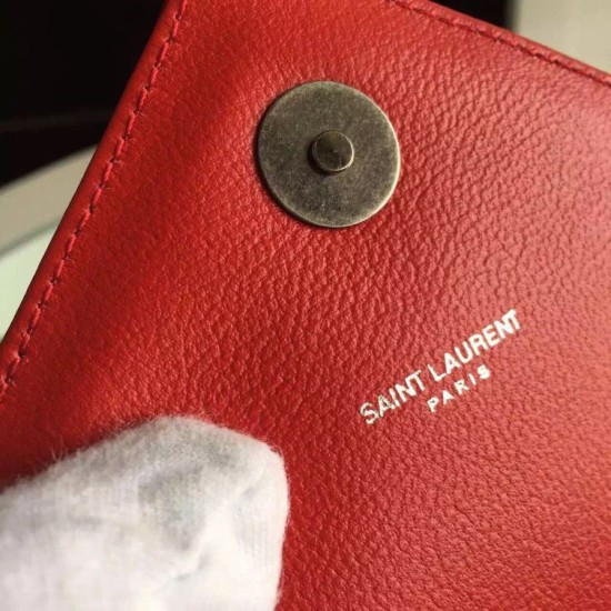 Fake Saint Laurent Medium Monogram College Bag in Red Goatskin Replica Replica Saint Laurent Medium Monogram College Bag in Red Goatskin
