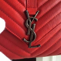 Fake Saint Laurent Medium Monogram College Bag in Red Goatskin Replica Replica Saint Laurent Medium Monogram College Bag in Red Goatskin