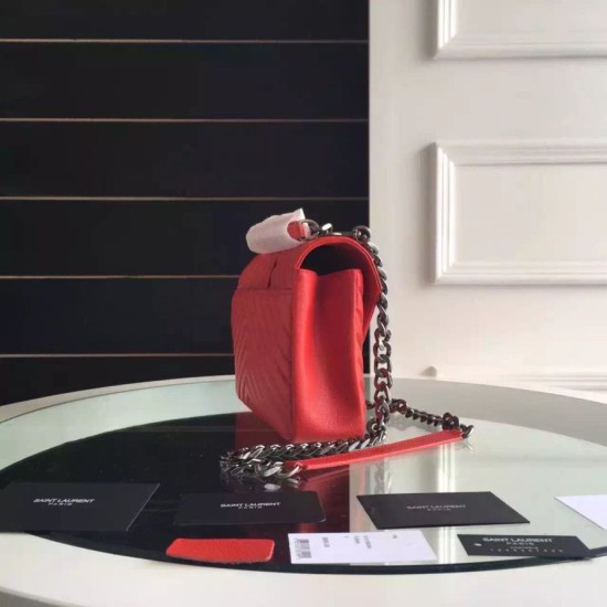 Fake Saint Laurent Medium Monogram College Bag in Red Goatskin Replica Replica Saint Laurent Medium Monogram College Bag in Red Goatskin