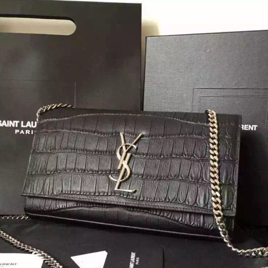 Replica Saint Laurent Medium Satchel Bag In Black Crocodile Calfskin Replica Saint Laurent Medium Satchel Bag In Black Crocodile Calfskin