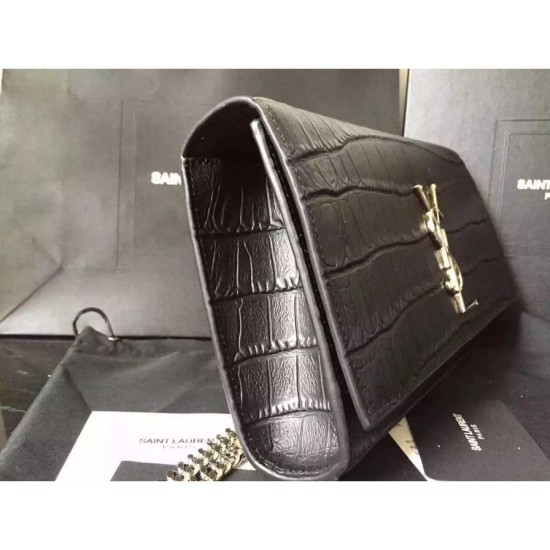 Replica Saint Laurent Medium Satchel Bag In Black Crocodile Calfskin Replica Saint Laurent Medium Satchel Bag In Black Crocodile Calfskin