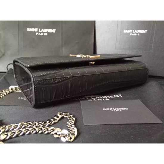 Replica Saint Laurent Medium Satchel Bag In Black Crocodile Calfskin Replica Saint Laurent Medium Satchel Bag In Black Crocodile Calfskin