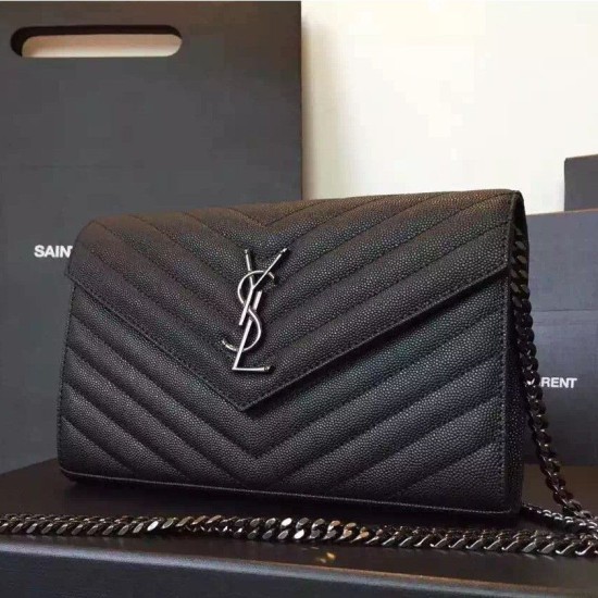 Replica Saint Laurent So Black Chain Wallet In Grained Leather Replica Saint Laurent So Black Chain Wallet In Grained Leather