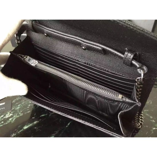 Replica Saint Laurent So Black Chain Wallet In Grained Leather Replica Saint Laurent So Black Chain Wallet In Grained Leather