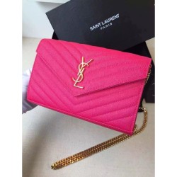 Replica Saint Laurent Chain Wallet In Rose Red Grain Leather Replica Saint Laurent Chain Wallet In Rose Red Grain Leather