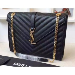 Replica Saint Laurent Large Satchel Bag In Black Grained Leather