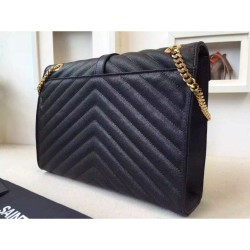 Replica Saint Laurent Large Satchel Bag In Black Grained Leather Replica Saint Laurent Large Satchel Bag In Black Grained Leather