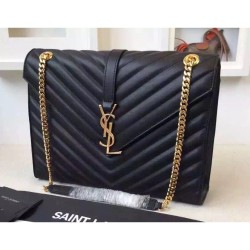 Replica Saint Laurent Large Satchel Bag In Black Leather