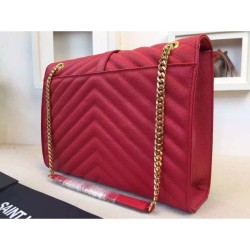 Replica Saint Laurent Large Satchel Bag In Red Grained Leather Replica Saint Laurent Large Satchel Bag In Red Grained Leather