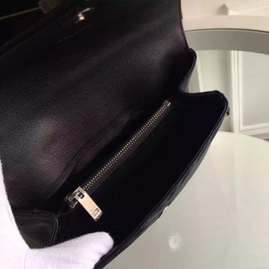 Replica Saint Laurent Medium Monogram College Bag in Black Goatskin Fake Saint Laurent Medium Monogram College Bag in Black Goatskin Replica