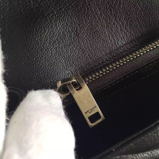 Replica Saint Laurent Medium Monogram College Bag in Black Goatskin Fake Saint Laurent Medium Monogram College Bag in Black Goatskin Replica