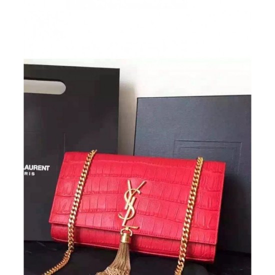 Replica Saint Lauren Crocodile Small Monogram Chain Bag Red Replica Saint Lauren Crocodile Small Monogram Chain Bag Red