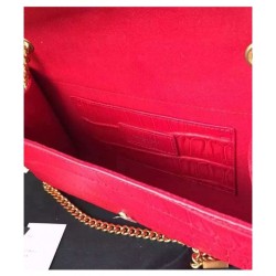 Replica Saint Lauren Crocodile Small Monogram Chain Bag Red Replica Saint Lauren Crocodile Small Monogram Chain Bag Red