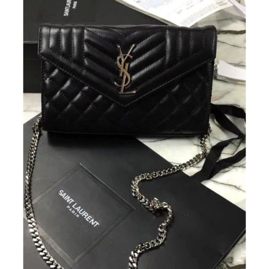 Replica Saint Lauren Monogram Chain Wallet Black Fake Saint Lauren Monogram Chain Wallet Black Replica