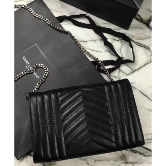 Replica Saint Lauren Monogram Chain Wallet Black Fake Saint Lauren Monogram Chain Wallet Black Replica