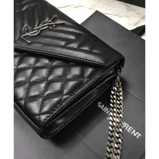 Replica Saint Lauren Monogram Chain Wallet Black Fake Saint Lauren Monogram Chain Wallet Black Replica