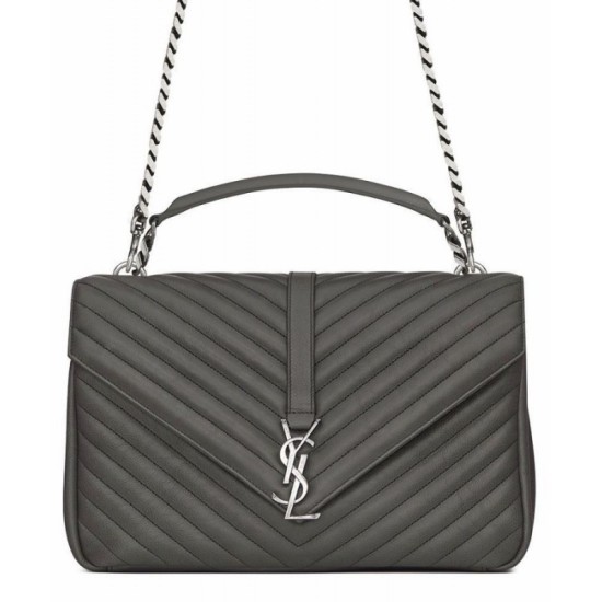 Replica YSL Classic Large Monogram Saint Lauren College Bag Gray Replica YSL Classic Large Monogram Saint Lauren College Bag Gray