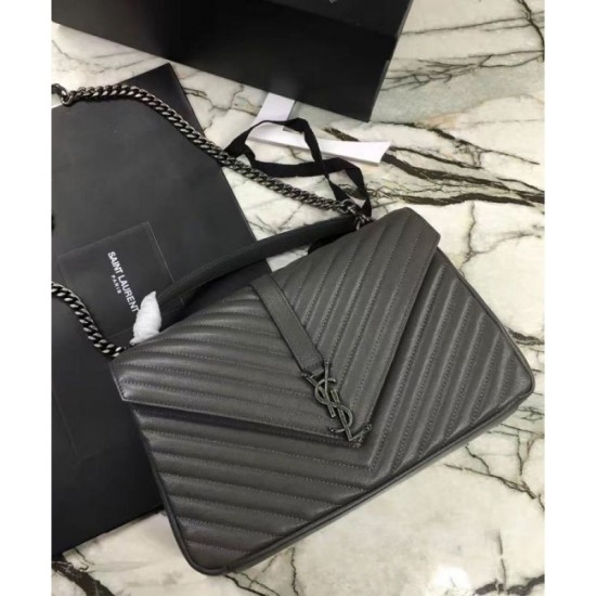 Replica YSL Classic Large Monogram Saint Lauren College Bag Gray Replica YSL Classic Large Monogram Saint Lauren College Bag Gray