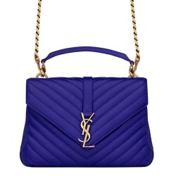 Fake YSL Classic Medium Monogram Saint Lauren College Bag Blue Replica