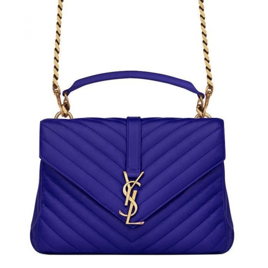Fake YSL Classic Medium Monogram Saint Lauren College Bag Blue Replica Fake YSL Classic Medium Monogram Saint Lauren College Bag Blue Replica