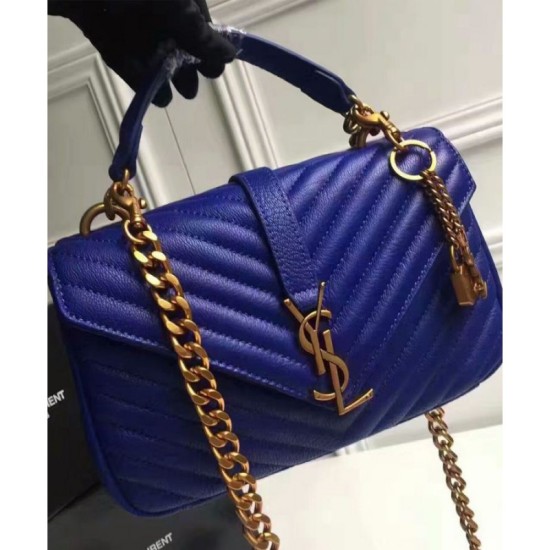 Fake YSL Classic Medium Monogram Saint Lauren College Bag Blue Replica Fake YSL Classic Medium Monogram Saint Lauren College Bag Blue Replica