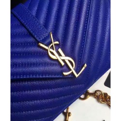 Fake YSL Classic Medium Monogram Saint Lauren College Bag Blue Replica