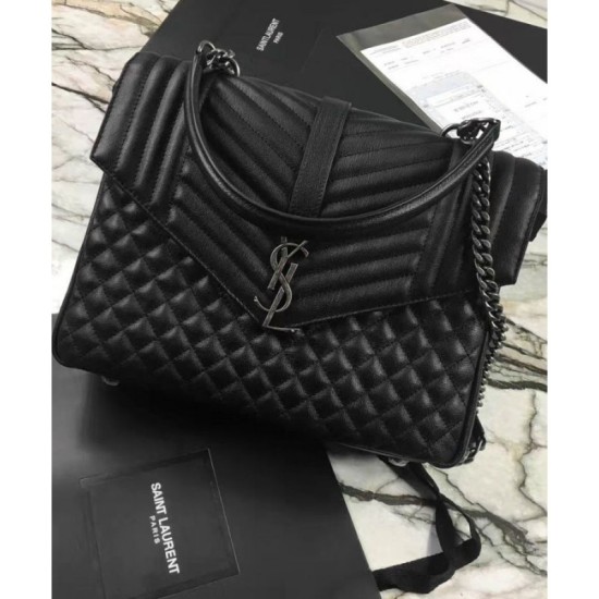Replica YSL Large Monogram Envelope Satchel Black Replica YSL Large Monogram Envelope Satchel Black