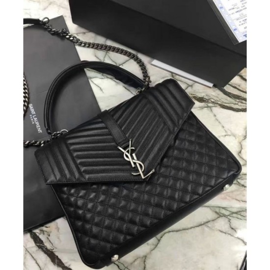 Replica YSL Large Monogram Envelope Satchel Black Replica YSL Large Monogram Envelope Satchel Black