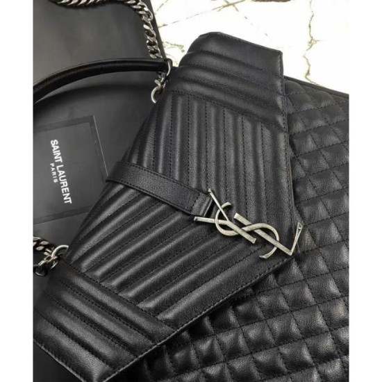 Replica YSL Large Monogram Envelope Satchel Black Replica YSL Large Monogram Envelope Satchel Black