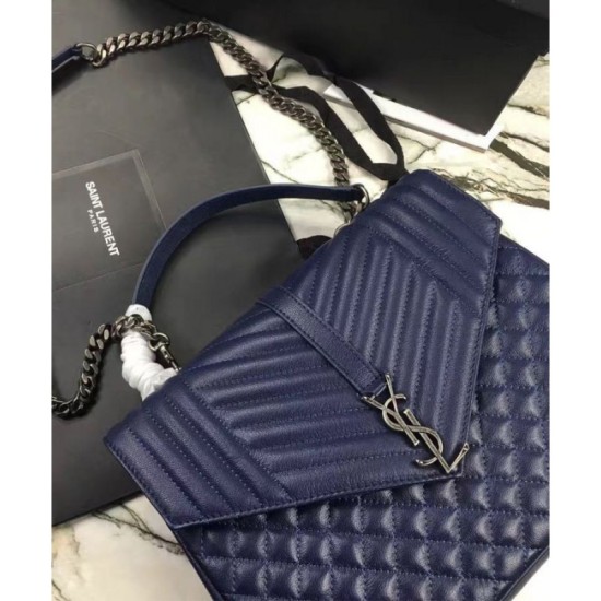 Replica YSL Large Monogram Envelope Satchel Dark Blue Fake YSL Large Monogram Envelope Satchel Dark Blue Replica