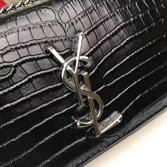 Fake YSL Saint Laurent Medium Sunset Monogram Crocodile Pattern Black Replica Replica YSL Saint Laurent Medium Sunset Monogram Crocodile Pattern Black