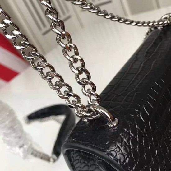 Fake YSL Saint Laurent Medium Sunset Monogram Crocodile Pattern Black Replica Replica YSL Saint Laurent Medium Sunset Monogram Crocodile Pattern Black