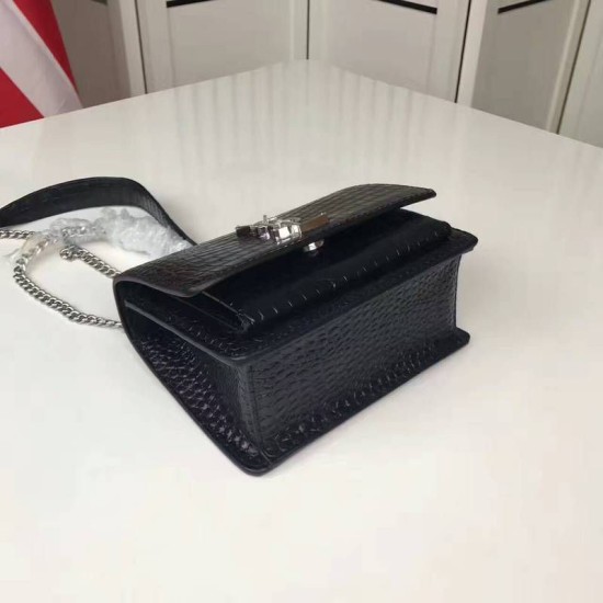 Fake YSL Saint Laurent Medium Sunset Monogram Crocodile Pattern Black Replica Replica YSL Saint Laurent Medium Sunset Monogram Crocodile Pattern Black