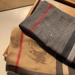 Replica Burberry Aquatic Cashmere Small Check Shawl 75 x 220 Gray