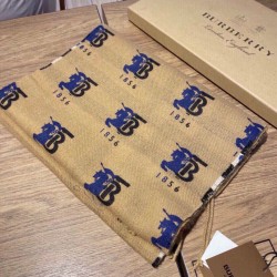 Replica Burberry Double-sided Letter Logo Check Cashmere Wool Shawl 30 x 180 Brown
