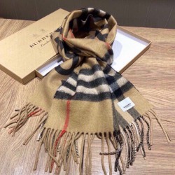 Replica Burberry Double-sided Letter Logo Check Cashmere Wool Shawl 30 x 180 Brown
