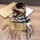 Replica Burberry Double-sided Letter Logo Check Cashmere Wool Shawl 30 x 180 Brown